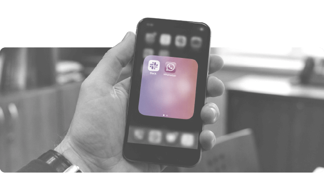 Phone with slack and whatsapp apps