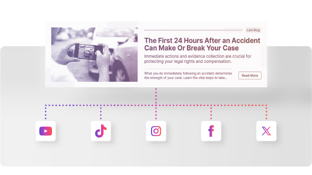 An article headline with five social media icons