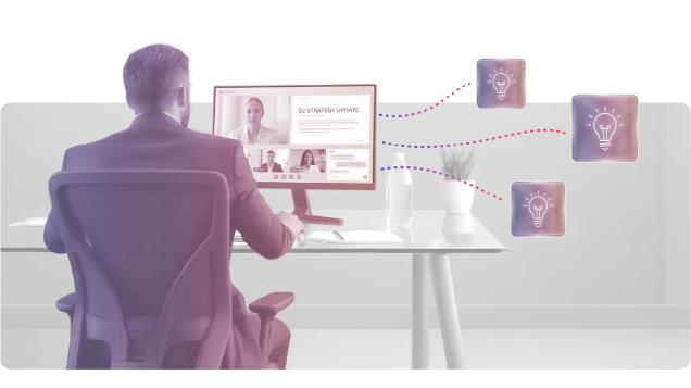A person watching a webinar on their screen